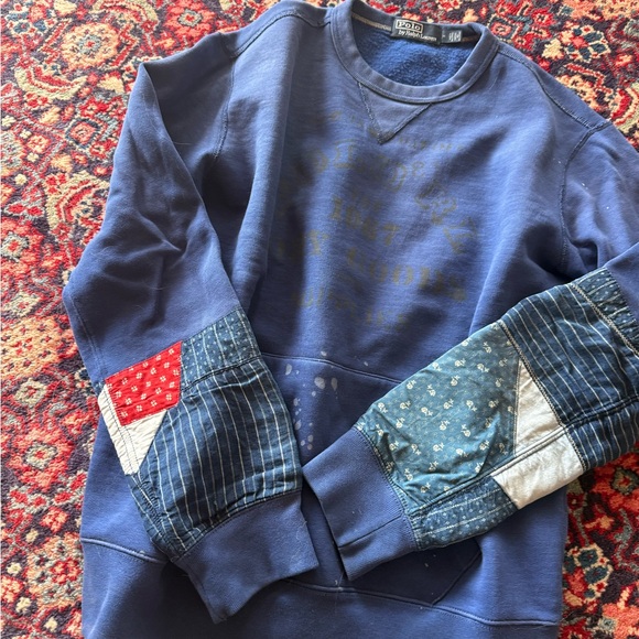 Polo Ralph Lauren Indigo Patchwork Crewneck Sweater